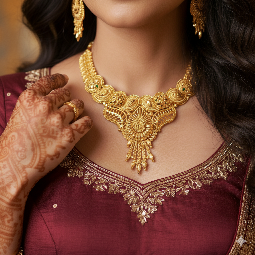 ⭐Princess Golden Necklace/ Jewellery Set With FREE Earrings