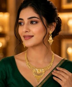 Premium Gold Plated Jewellery Set with Matching Earrings