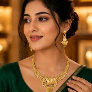 Premium Gold Plated Jewellery Set with Matching Earrings
