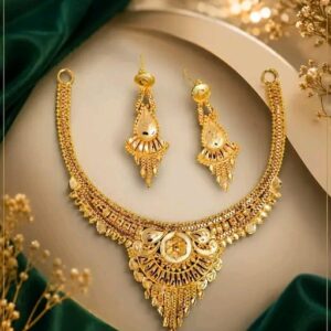 Premium Gold Plated Jewellery Set with Matching Earrings Hover Image